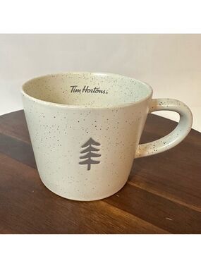 Tim Hortons Holiday 2022 Edition Speckled Ceramic Mug Beige Tree